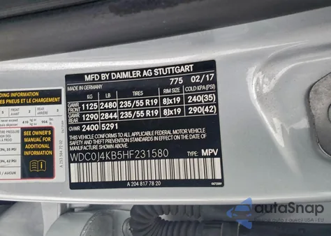 2017 Mercedes-Benz Glc Coupe 300 4Matic из США, поврежденный, VIN WDC0G4JB5HF231580